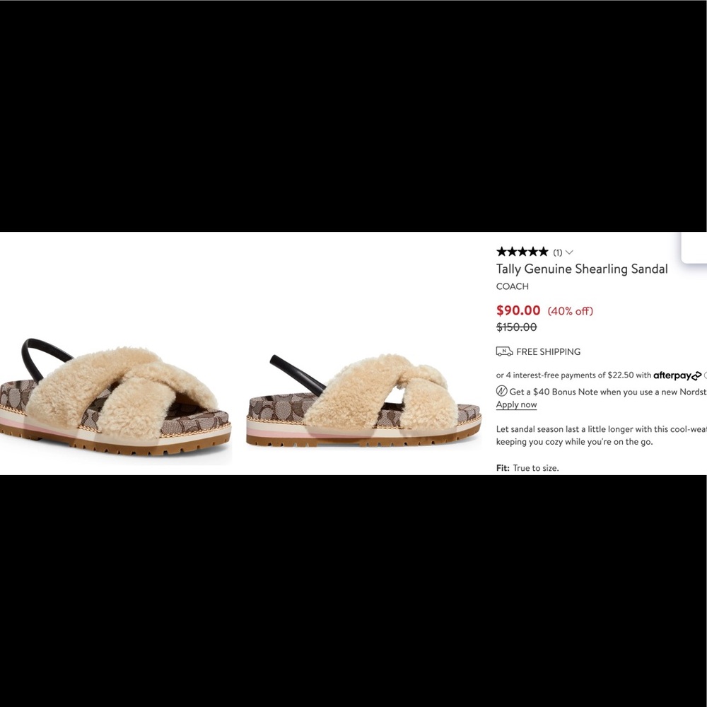 New in box: Coach size 6 Tally sandal